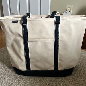 Lands' End Canvas Tote Bag in Cream and Black